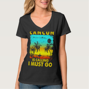 Camiseta Vintage Cancun Está Chamando Eu Preciso Ir Férias 