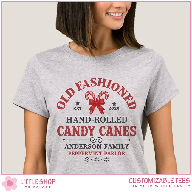 Camiseta Vintage Candy Cane Customizable Family Christmas (Criador carregado)