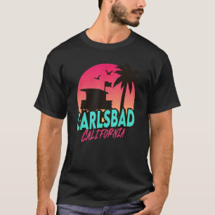 Camiseta Vintage Carlsbad California Beach Palm Trees Ca Re
