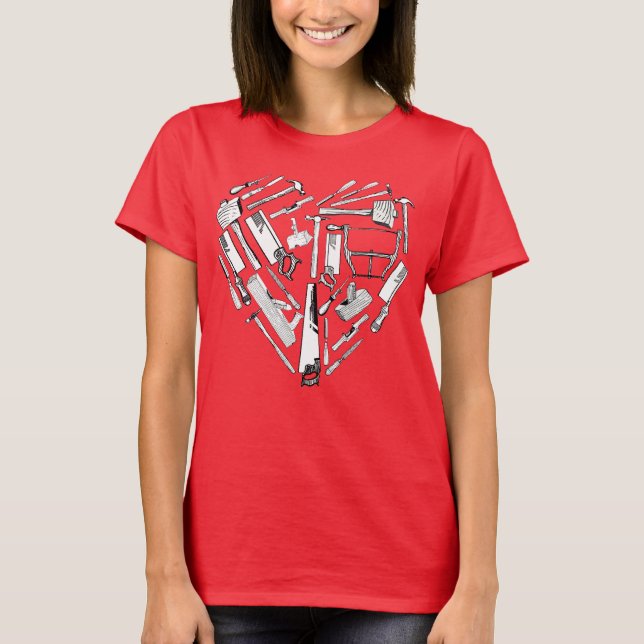 Camiseta Vintage Carpentry Tools Heart Tshirt (Frente)