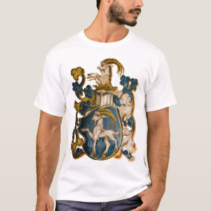 Camiseta Vintage, Casaco de Armas Azuis e Douradas do Capri