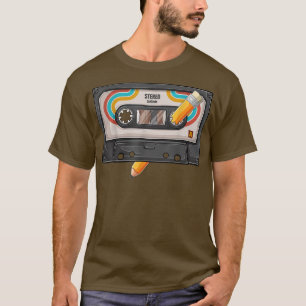 Camiseta Vintage Cassette Tape Pencil 70's Música do anos 8