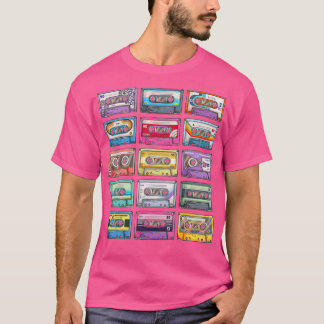Camiseta Vintage Cassette Tape Pencil 70's Música do anos 8