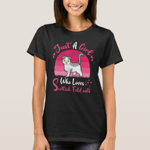 Camiseta Vintage Cat Apenas Uma Menina Que Ama A Dobra Esco