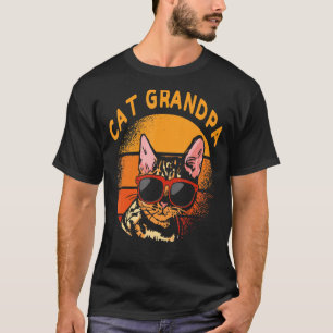 Camiseta Vintage Cat Avô Retro Funny Dia de os pais Men D