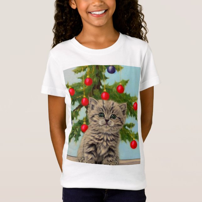 Camiseta Vintage Cat e Árvore de Natal (Frente)