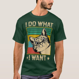 Camiseta vintage cat eu faço o que eu quero que gato engraç