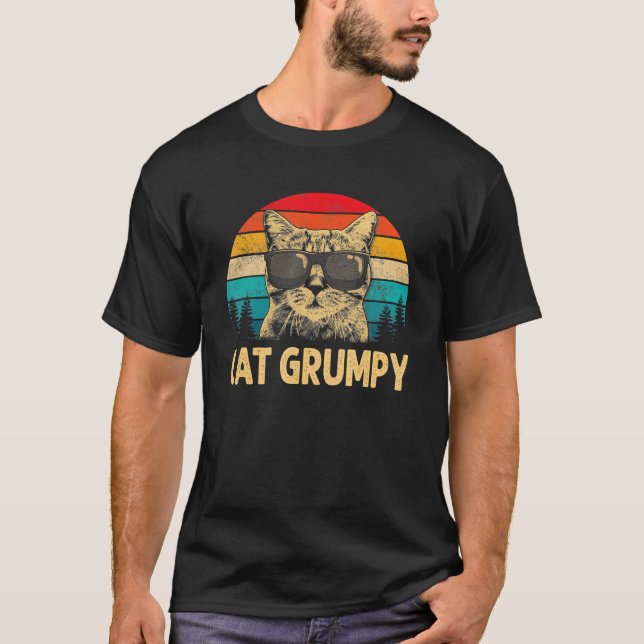 Camiseta Vintage Cat Grumpy Cat Cat Dad (Frente)
