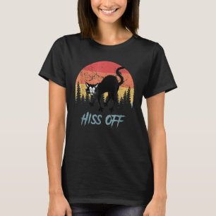 Camiseta Vintage Cat Hiss Off Black Cat Halloween