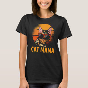 Camiseta Vintage Cat Mama Retro Engraçado Dia de as mães Mu