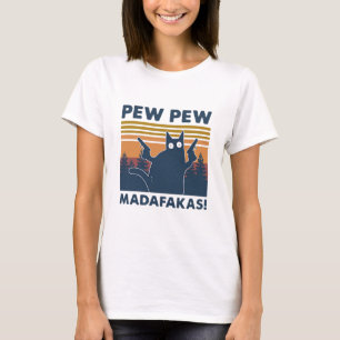 Camiseta Vintage cat Pew Pew Madafakas