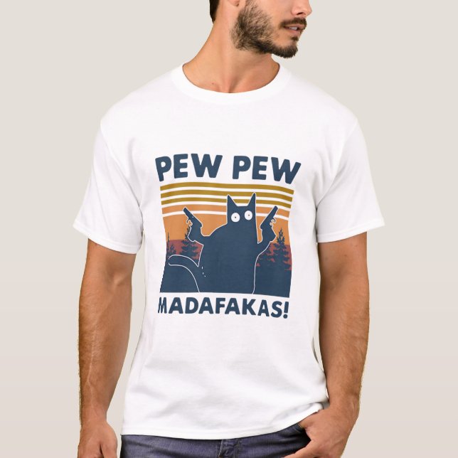 Camiseta Vintage cat Pew Pew Madafakas (Frente)