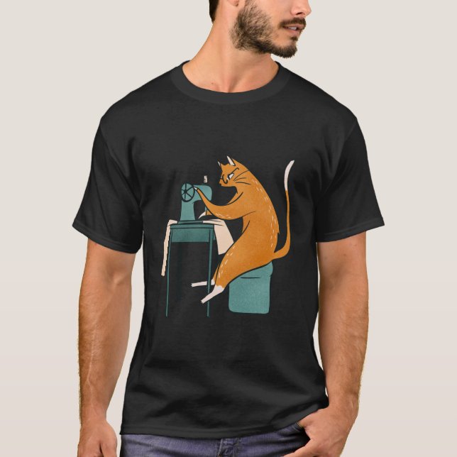 Camiseta Vintage Cat Sewing (Frente)
