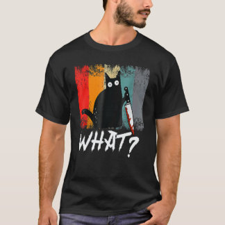 Camiseta Vintage Cat What Black Murder Cat With Knife Cat