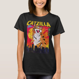 Camiseta Vintage Catzilla Cat Arte Japonesa Dons De Gatos E