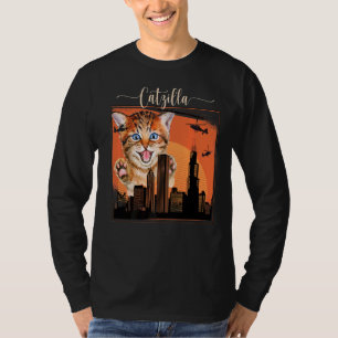 Camiseta Vintage Catzilla Cute Kitten Sempre Fome Cat 2