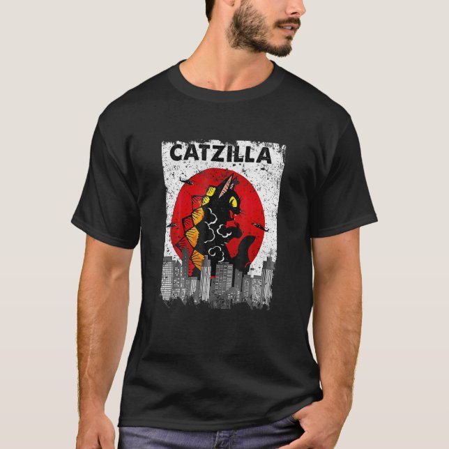 Camiseta Vintage Catzilla Ee Kitten E Cat (Frente)