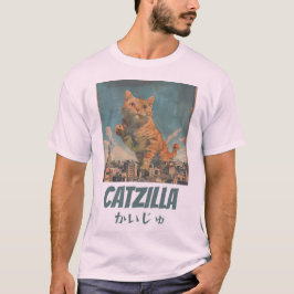 Camiseta Vintage Catzilla Japonês Anime Monstro Bonito