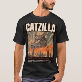Camiseta Vintage Catzilla Japonês Anime Parody Cat