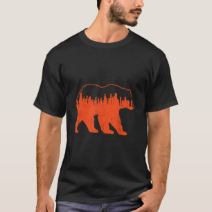Camiseta Vintage Centro Chicago City Skyline Walking Bear