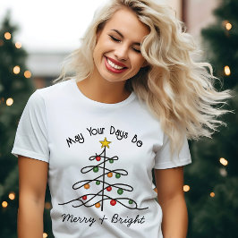 Camiseta Vintage Charm Árvore de Natal Feliz e Brilho