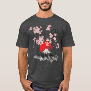 Camiseta Vintage Cherry Blossom Fuji Sakura Art Japonês, S