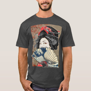 Camiseta Vintage Cherry Blossom Japonês Geisha Girl