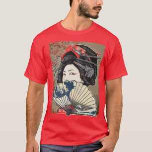 Camiseta Vintage Cherry Blossom Japonês Geisha Girl