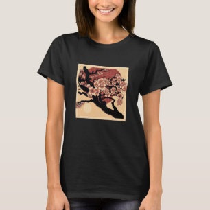 Camiseta Vintage Cherry Blossom Woodblock Japonês Graphica