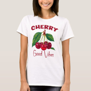 Camiseta Vintage Cherry Good Vibes, doce Fruta de cereja