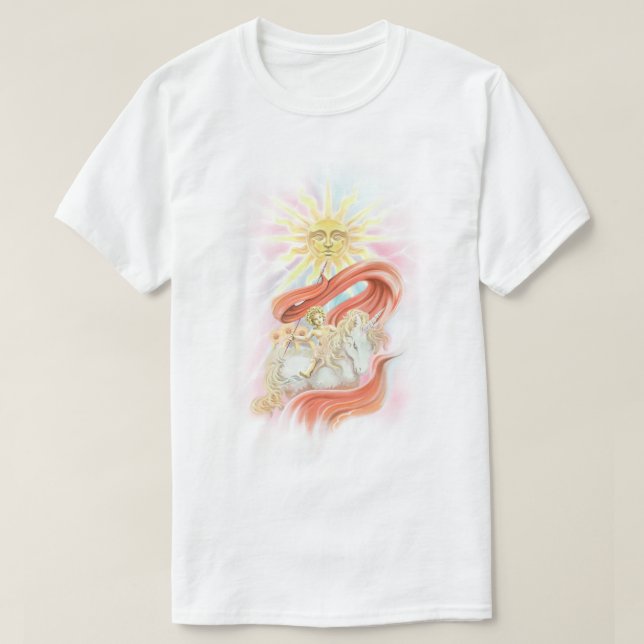 Camiseta Vintage Cherub & Unicorn Sun (Frente do Design)
