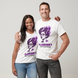 Camiseta Vintage Chic Alzheimer: Sensibilização Dama Roxa