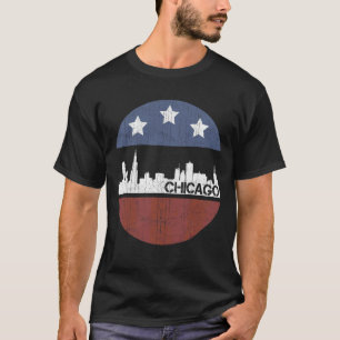 Camiseta Vintage Chicago City Skyline American Flag