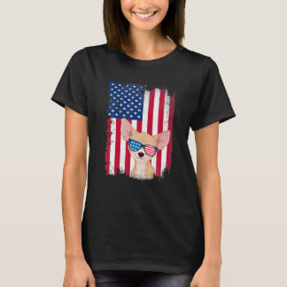 Camiseta Vintage Chihuahua Dog American Flag