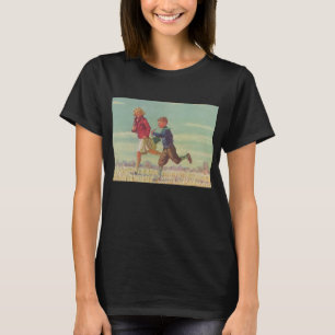 Camiseta Vintage Children Running to School Carregando Book