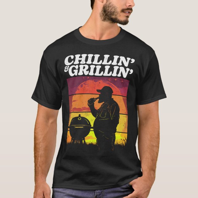 Camiseta Vintage Chillin’ & Grillin’ Dark Distress (Frente)