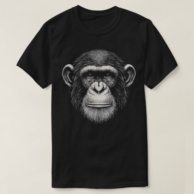 Camiseta Vintage Chimpanzee Face Graphic Art Design (Frente do Design)
