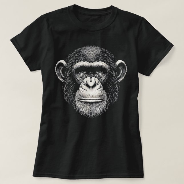 Camiseta Vintage Chimpanzee Face Graphic Art Design (Frente do Design)