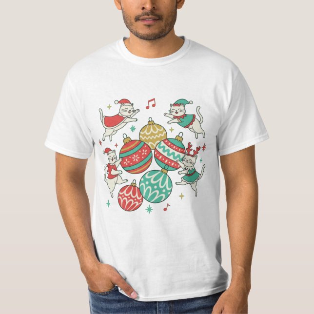 Camiseta Vintage Christmas Cats (Frente)