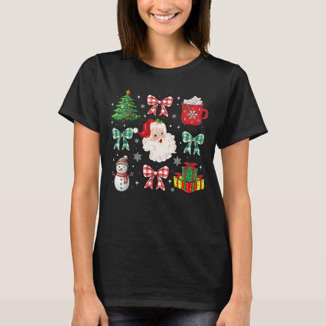 Camiseta Vintage Christmas Collage Santa Tree Bow Festive (Frente)