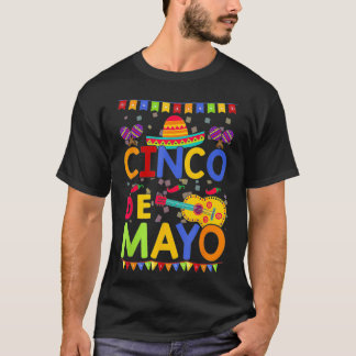 Camiseta Vintage Cinco De Mayo Meico Guitar Engraçado 