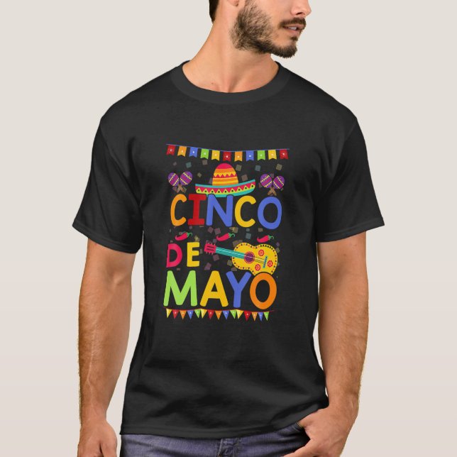 Camiseta Vintage Cinco De Mayo México Violão Engraçado (Frente)