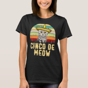 Camiseta Vintage Cinco De Meow México Mayo Gata Cinco De Mã