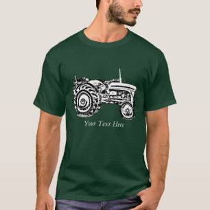Camiseta Vintage Cinza massey fergison foto do trator Sleev