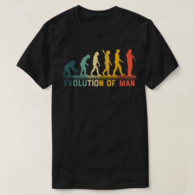 Camiseta Vintage Clarinet Funny Evolution Mães (Frente do Design)