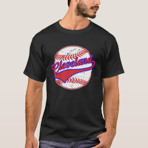 Camiseta Vintage Cleveland Cityscape Baseball Para Mulheres
