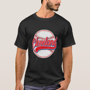 Camiseta Vintage Cleveland Cityscape Baseball Para Mulheres