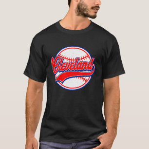 Camiseta Vintage Cleveland Cityscape Baseball Para Mulheres