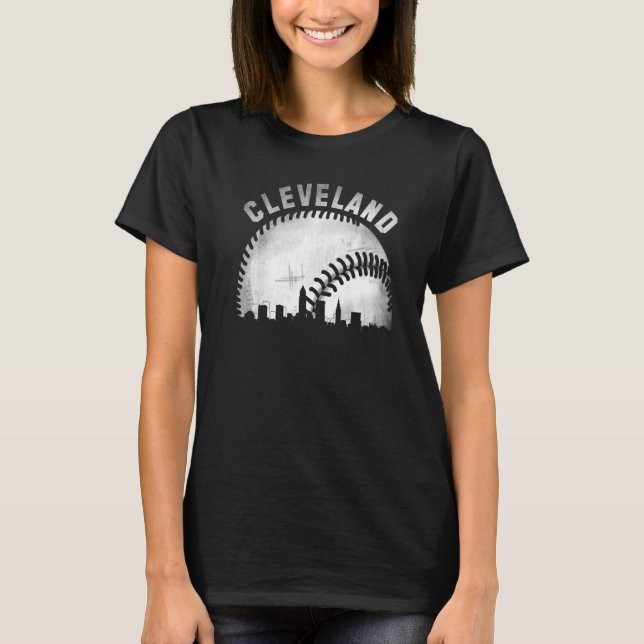 Camiseta Vintage Cleveland Skyline City Baseball (Frente)