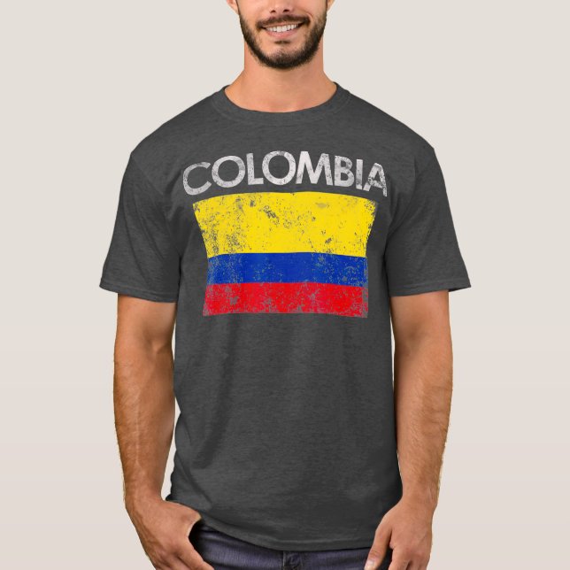 Camiseta Vintage Colombia Colombian Flag Pride Gift (Frente)